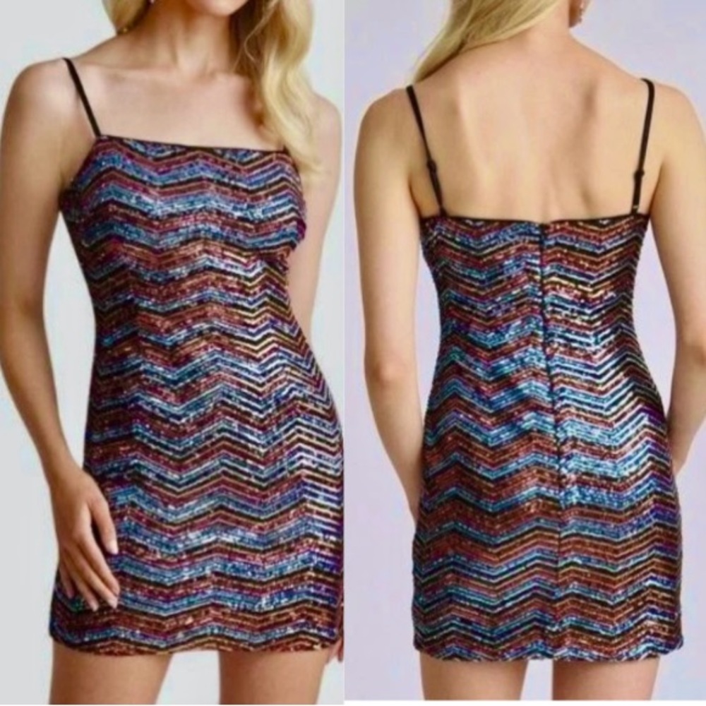 Avec Les Filles Vibrant Sequin Mini Dress